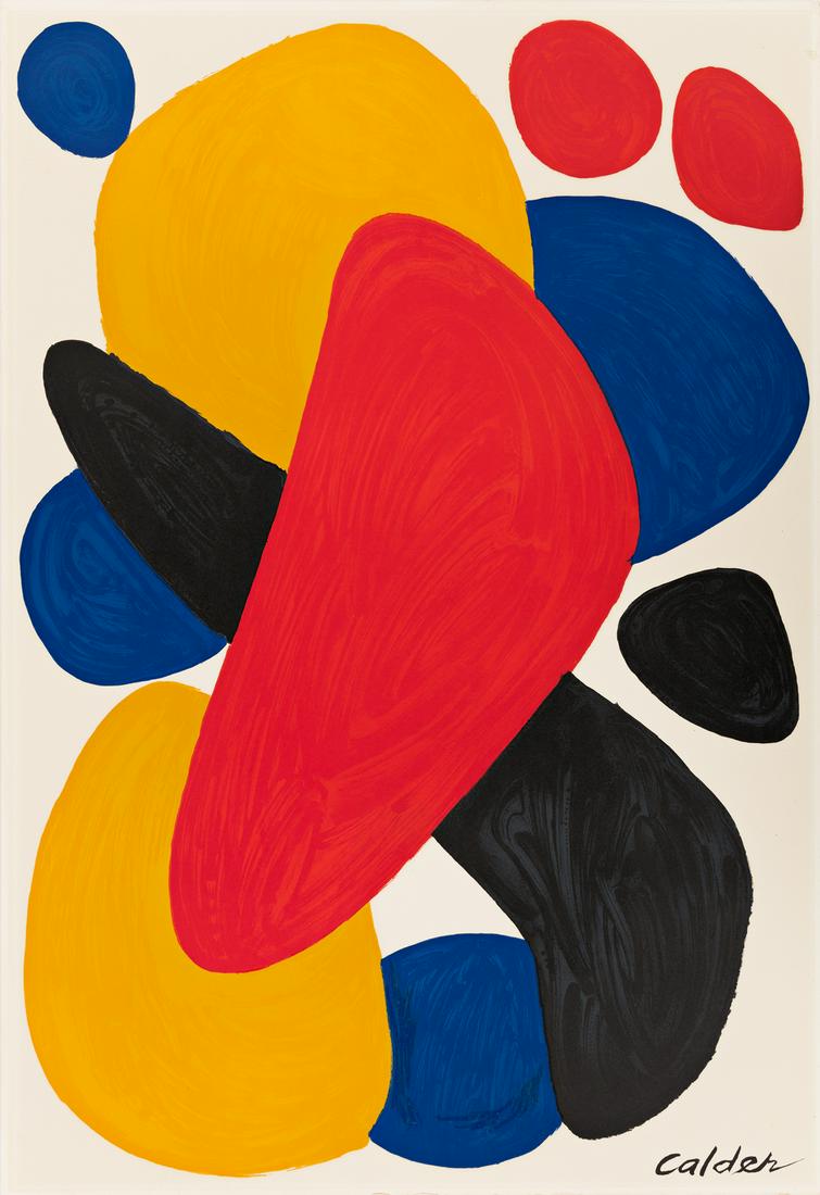 ALEXANDER CALDER Boomerang.: ALEXANDER CALDER Boomerang. Color lithograph on Arches, 1974. 1110x750 mm; 43x29½ full margins. Edition of 750. Printed by Mourlot, Paris. Published by Transworld Art, New York. A very good impre