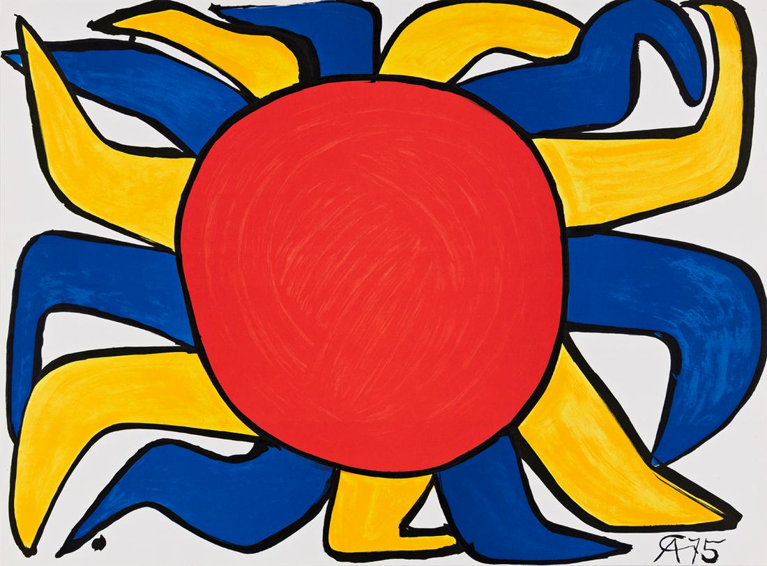 ALEXANDER CALDER Our Unfinished Revolution.: ALEXANDER CALDER Our Unfinished Revolution. Portfolio with complete text and 10 color lithographs, 1975-76. 555x760 mm; 21x30 inches (sheets), full margins, loose as issued.One of 250 copies, with the