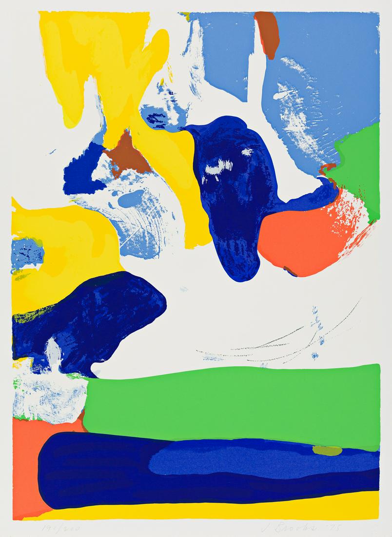 JAMES BROOKS Concord.: JAMES BROOKS Concord. Color screenprint, 1975. 715x520 mm; 28¼x20 inches, full margins. Signed, dated and numbered 191/200 in pencil, lower margin. Printed by Styria Studio, New York, with the bl