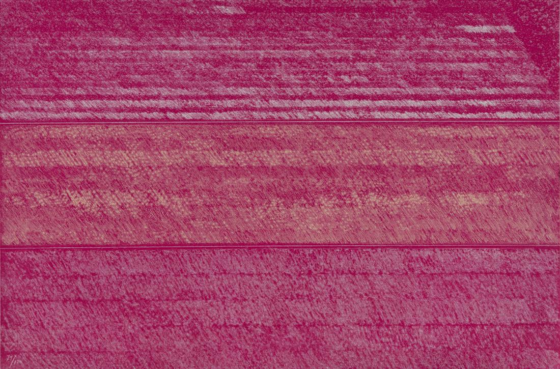 KENNETH NOLAND Untitled.: KENNETH NOLAND Untitled. Color aquatint, 1988. 375x556 mm; 14x22 inches (sheet), full margins. Numbered 79/100 in white pencil, lower left. Published by Galeria Joan Prats, Barcelona. From Galeria Joa