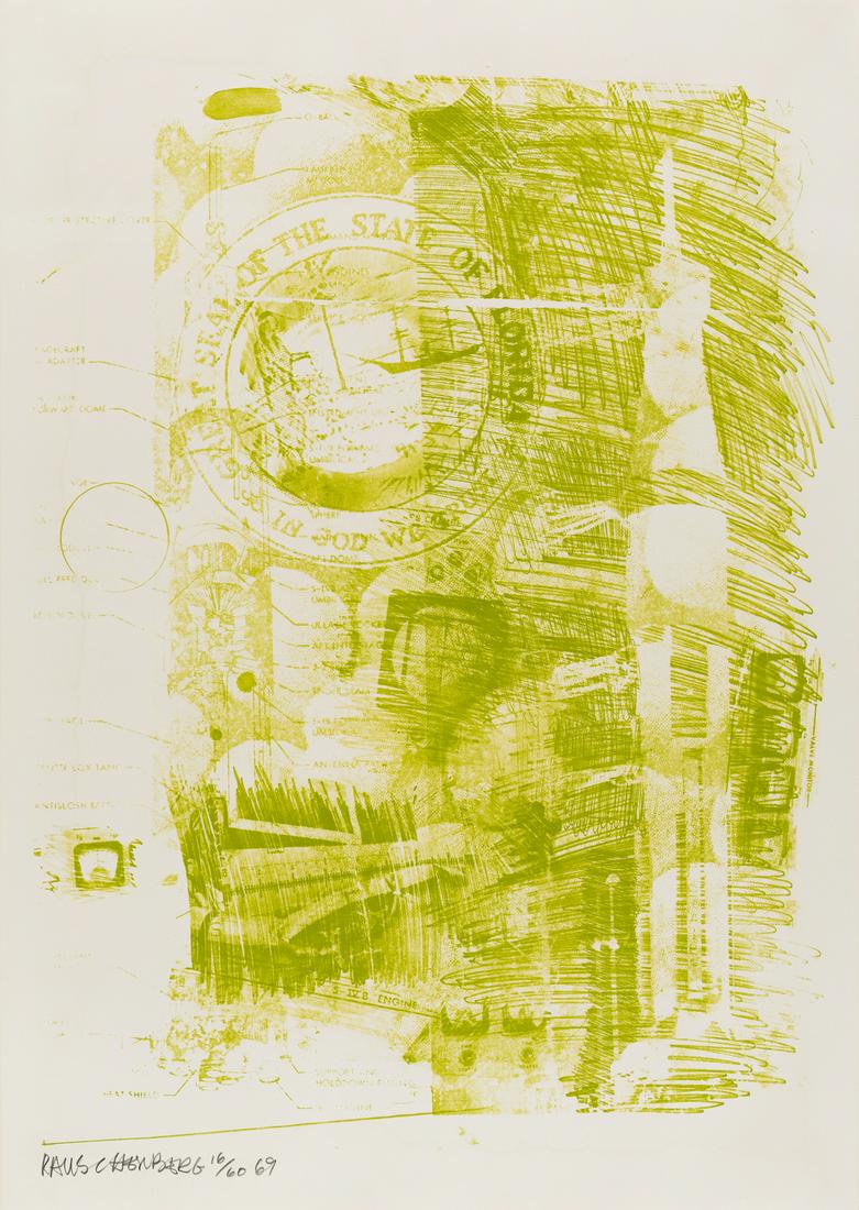 ROBERT RAUSCHENBERG Marsh.: ROBERT RAUSCHENBERG Marsh. Color lithograph on Arches Cover paper, 1969. 787x591 mm; 31x23¼ inches, full margins. Signed, dated and numbered 16/60 in pencil, lower left. Printed and published by