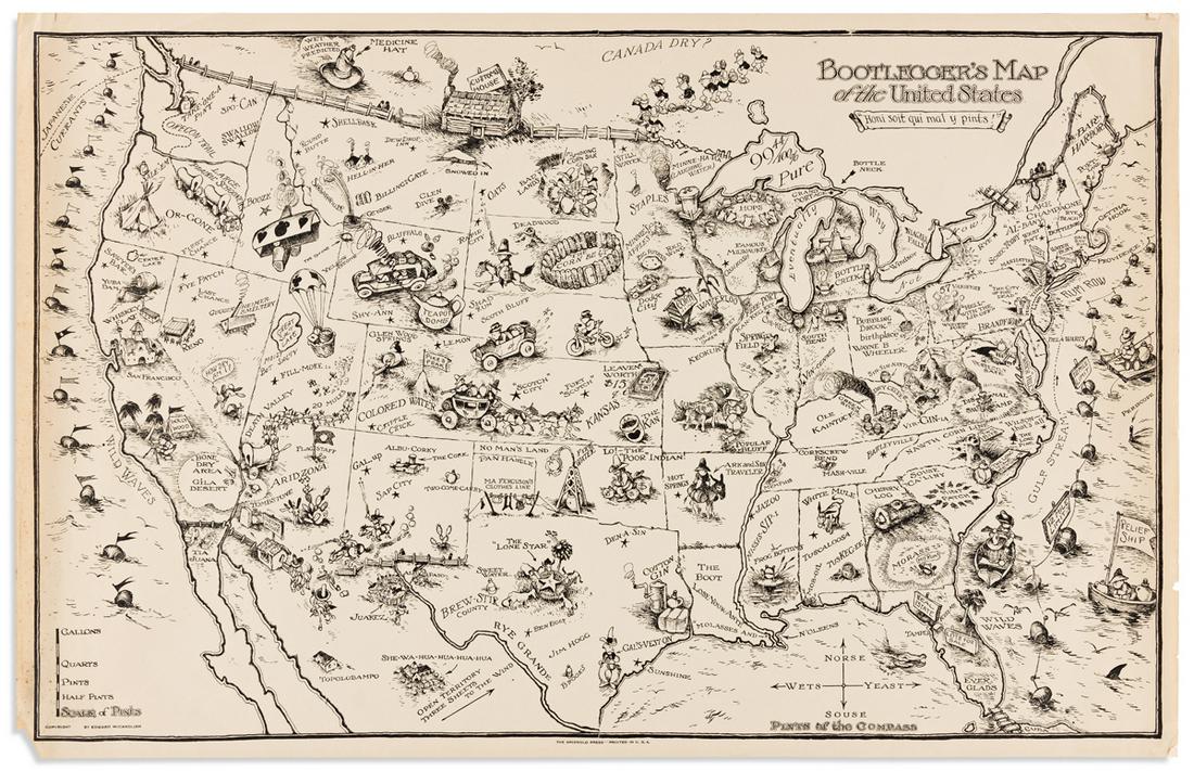 (PICTORIAL MAP.) McCandlish, Edward. Bootlegger's Map (1 of 1)