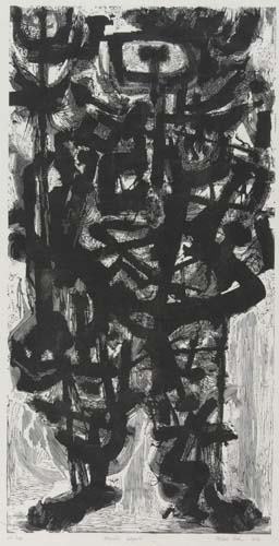 MISCH KOHN Warrior Jagatai.: MISCH KOHN Warrior Jagatai. Wood engraving on Chine volant, 1954. 582x300 mm; 23x12 inches, full margins. Edition of 20. Signed, titled, dated and inscribed "20 imp." in pencil, lower margin. A very