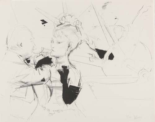 JACK LEVINE Three prints.: JACK LEVINE Three prints. Nymph and Warlock, etching printed in sepia, 1965. Signed and numbered 31/100 in pencil, lower margin * Death's-Head Hussar, etching and drypoint, 1965. Signed and numbered