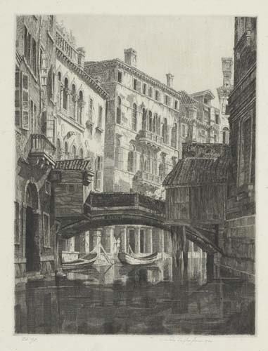JOHN TAYLOR ARMS Rio del Santi Apostoli.: JOHN TAYLOR ARMS Rio del Santi Apostoli. Etching on thin laid paper, 1930. 204x153 mm; 8x6 inches, full margins. Second state (of 2). Edition of 75. Signed, dated and inscribed "Ed 75" in pencil, lowe