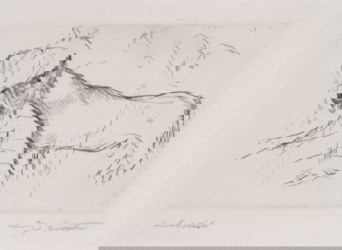 LOVIS CORINTH Three prints.: LOVIS CORINTH Three prints. Pferdestudie, drypoint, 1913. Artist's proof, aside from the editions of 10 and 20. Signed and inscribed "probedruck" in pencil, lower margin * Versöhnung, drypoint, 1914.