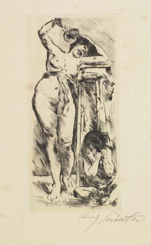 LOVIS CORINTH Group of 4 prints.: LOVIS CORINTH Group of 4 prints. Bacchantin, etching 1913. Seventh state (of 7). Edition of 50. Signed in pencil, lower right * Liegender Weiblicher Akt II, etching 1913. Second state (of 2). Editon