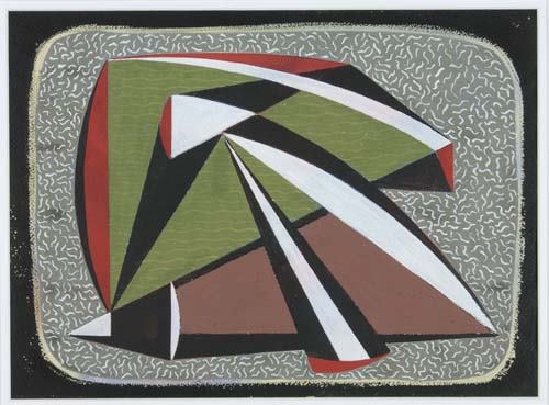THOMAS BROWNELL ELDRED Modernist Compositiion: THOMAS BROWNELL ELDRED Modernist Compositiion with Green, Rose and Red. Gouache on heavy wove paper, 1941. 375x280 mm; 15x11 inches. Signed and dated in pencil, lower left. Partially signed in gouache