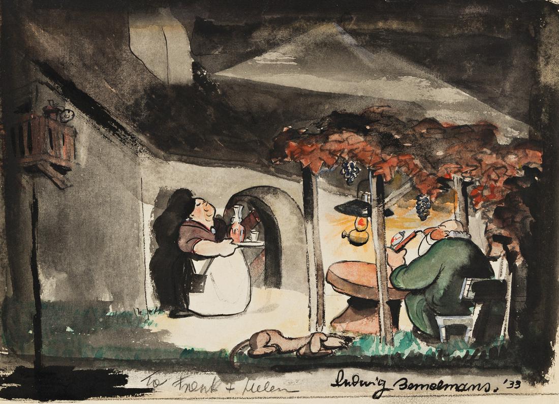 LUDWIG BEMELMANS (1898-1962) Couple in Lamp Light. (1 of 1)