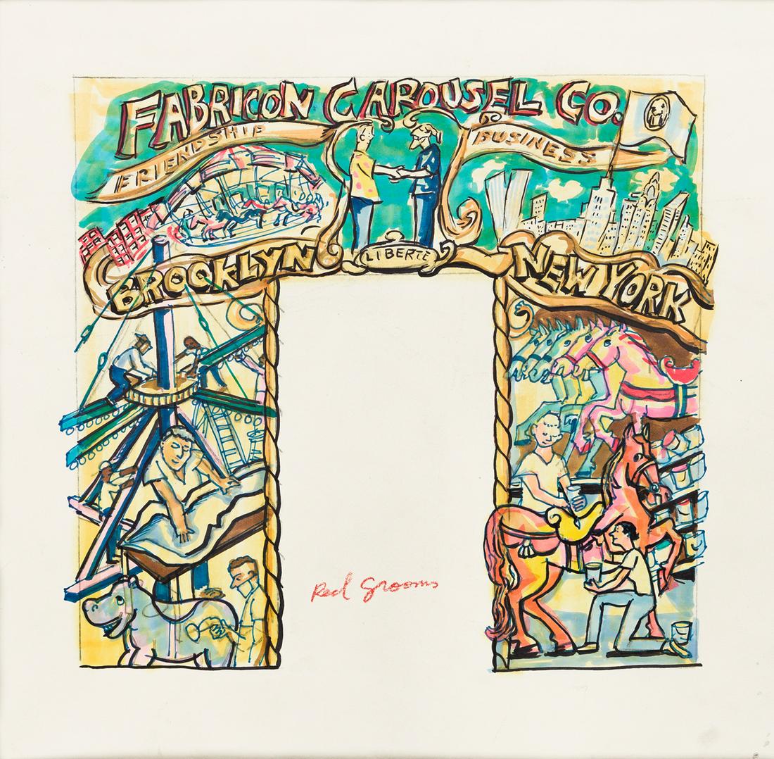 RED GROOMS (1937- ) "Fabricon Carousel Co. Brooklyn New (1 of 2)