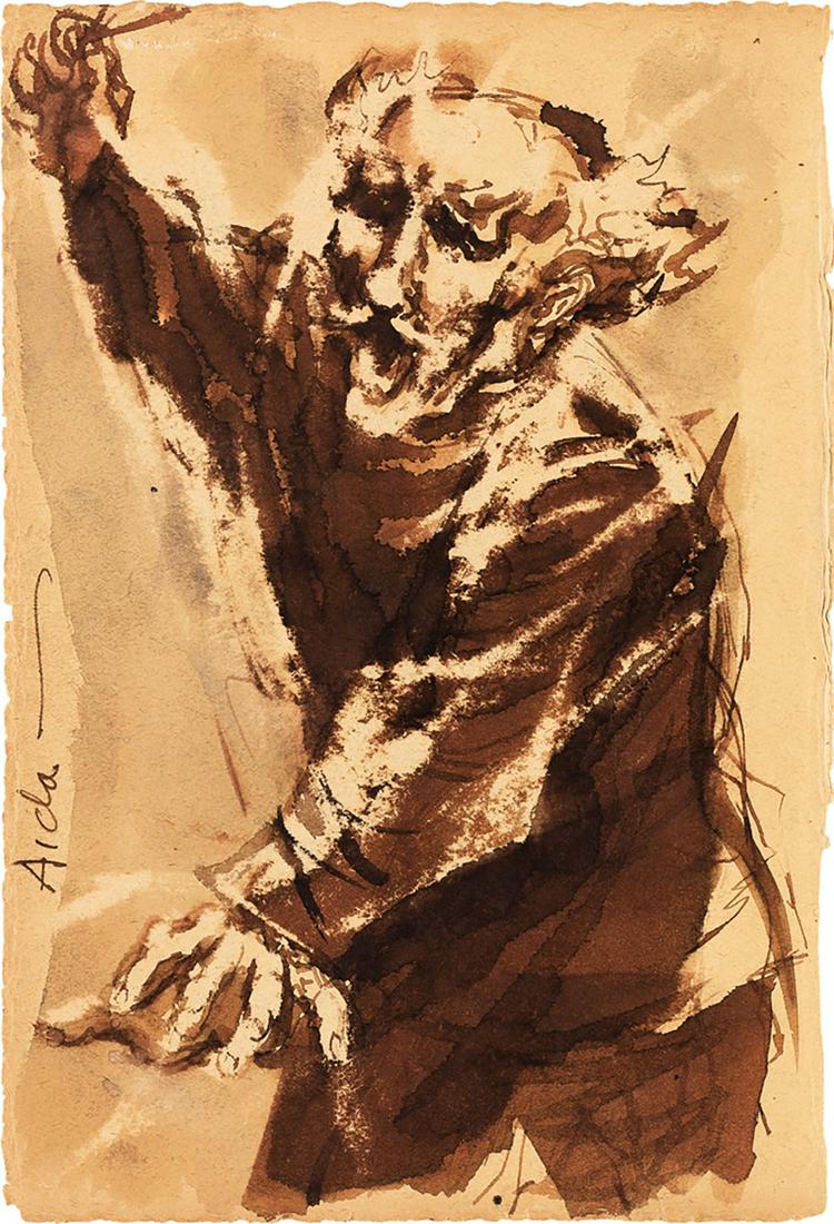 DAVID FREDENTHAL (1914-1958) "Toscanini Conducting.": DAVID FREDENTHAL (1914-1958) "Toscanini Conducting." Together, 6 candid drawings of the internationally acclaimed Italian Conductor performing during recording sessions for RCA Victor, 1949. Pen, ink,