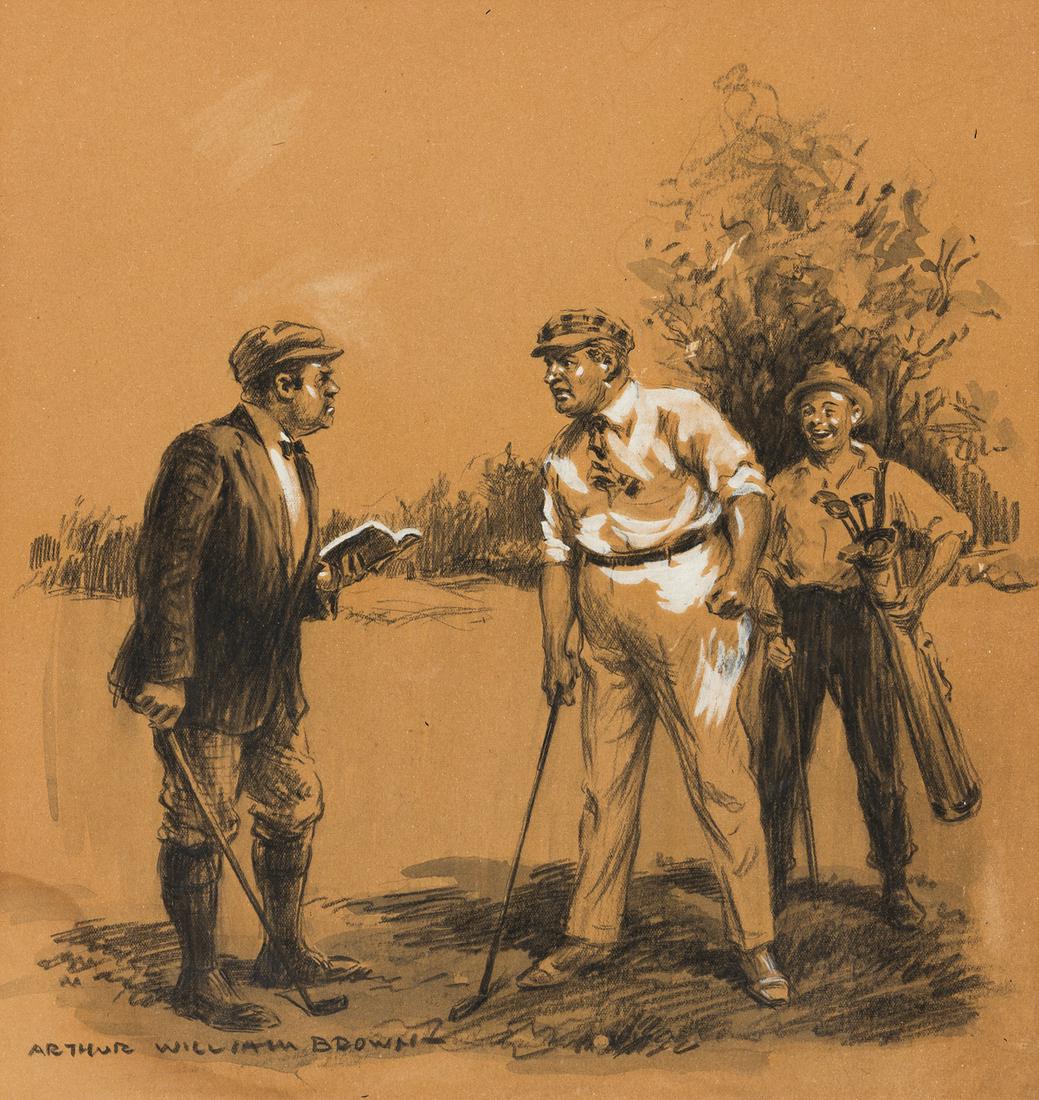 ARTHUR WILLIAM BROWN (1881-1966) Argument over Golf (1 of 1)