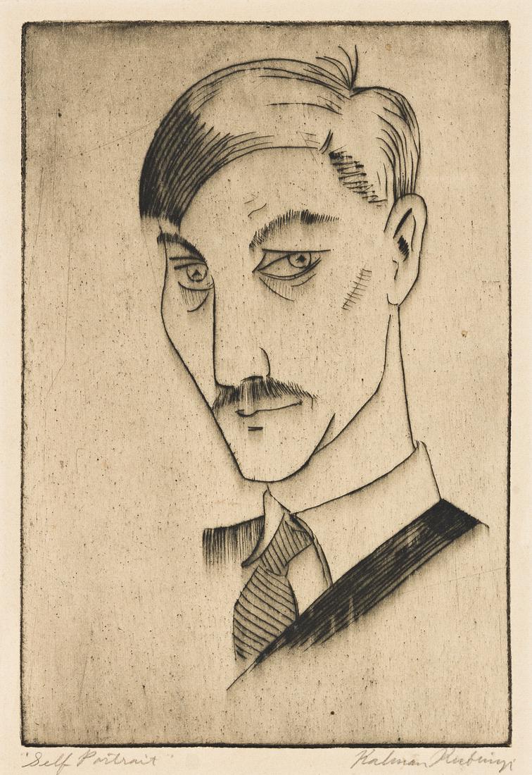 KÁLMÁN KUBINYI (1906-1973) Group of 4: KÁLMÁN KUBINYI (1906-1973) Group of 4 etchings. Self Portrait. Signed and titled in pencil, lower margin * Doris. Signed, titled and numbered 1/100 in pencil, lower margin * The Fisher Basti