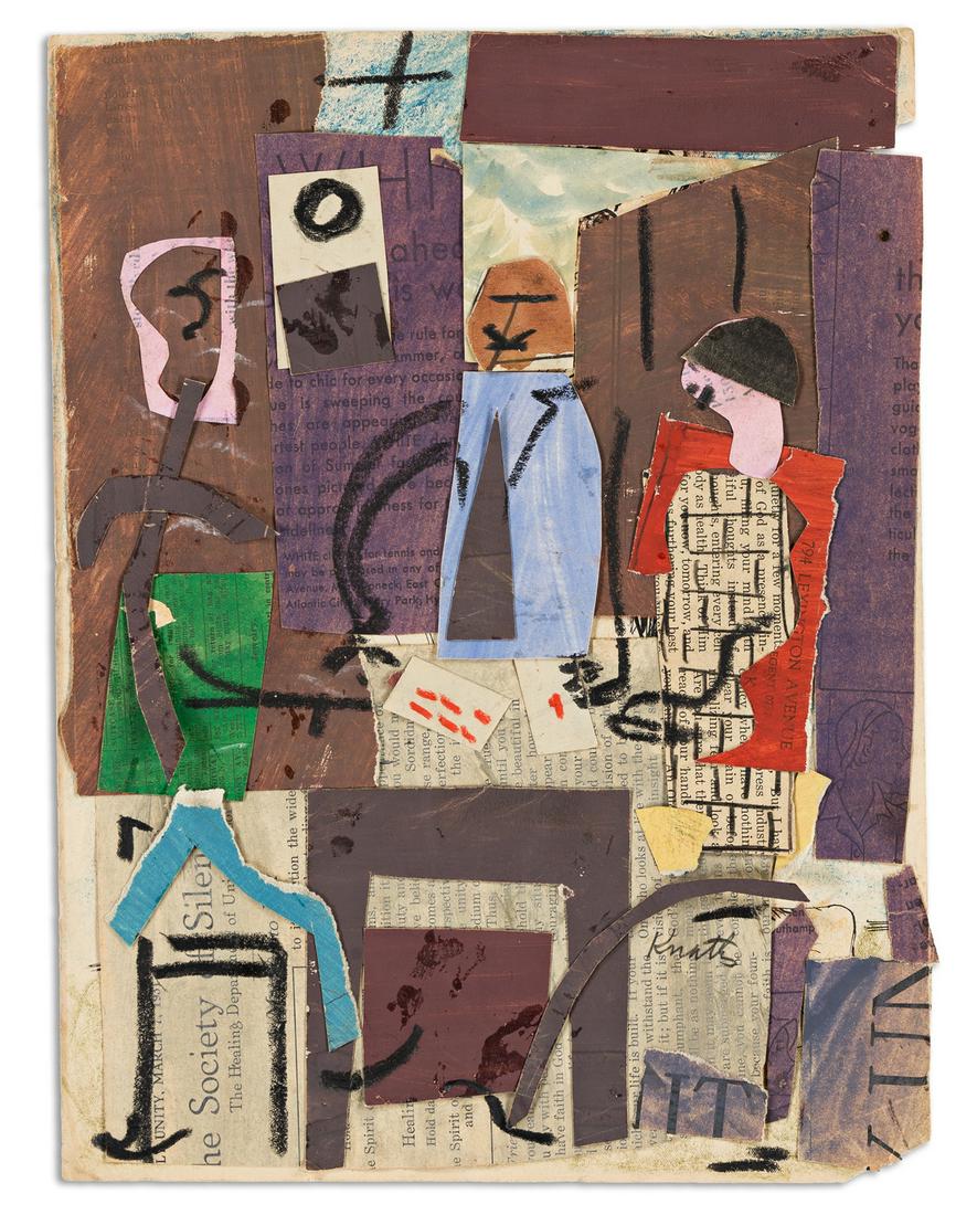 KARL KNATHS (1891-1971) Untitled, (Pair).: KARL KNATHS (1891-1971) Untitled, (Pair). (i) Crayon, watercolor, and mixed paper collage on paper. 298x228 mm; 11x9 inches. Signed, Knaths, lower right. (ii) Gouache, pencil, and mixed paper collage