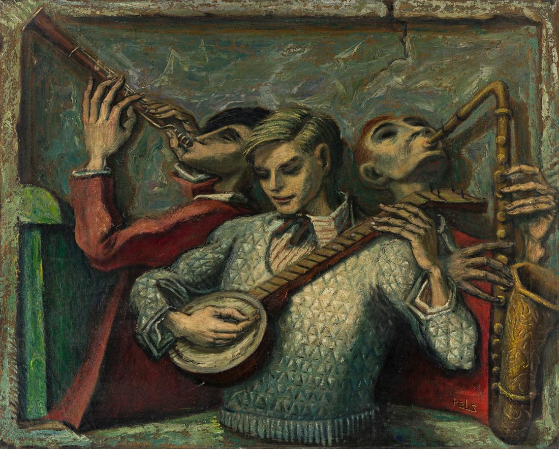 ALBERT PELS (1910-1998) Three Musicians.: ALBERT PELS (1910-1998) Three Musicians. Oil on canvas.609x762 mm; 24x30 inches. Signed, Pels, lower right.Provenance: Estate of the artist; thence by descent to the current owner.Funded by the Treasu