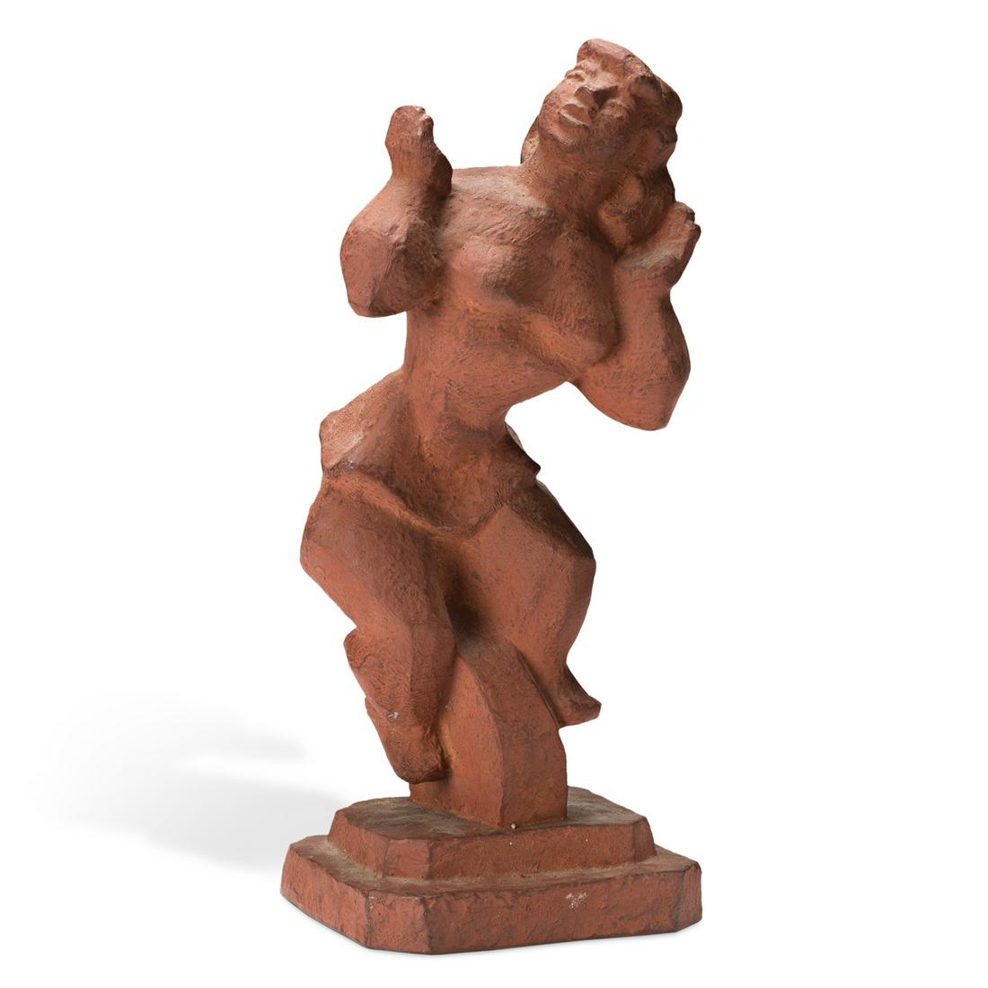 CHAIM GROSS (1902-1991) Woman on a Unicycle.: CHAIM GROSS (1902-1991) Woman on a Unicycle. Terracotta sculpture. 335x145 mm; 13½x5 inches. Incised with the artist's name, lower edge. Circa 1950.Provenance: private collection, New Jersey.Born