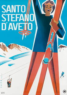 MARIO PUPPO (1905-1977). SANTO STEFANO D'AVETO. 1955.: MARIO PUPPO (1905-1977) SANTO STEFANO D'AVETO. 1955. 38x27 inches, 96x68 cm. Sigla Effe, Genova. Condition A: slight darkening at bottom right edge. Puppo's career began in the 1930s and continued wel