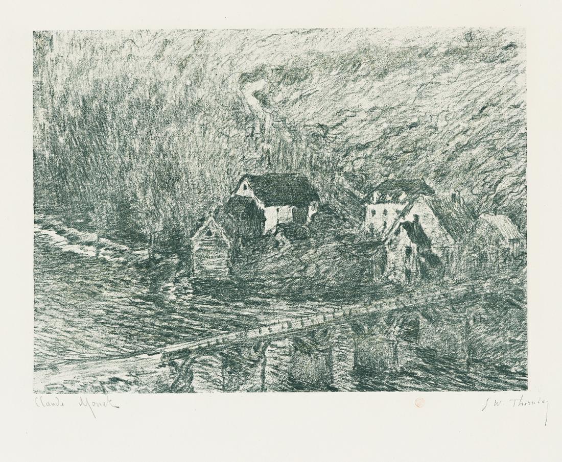 CLAUDE MONET and GEORGE W. THORNLEY Le Pont de Vervy.: CLAUDE MONET and GEORGE W. THORNLEYLe Pont de Vervy.Lithograph printed in green on Chine appliqué on cream wove paper, 1894. 215x292 mm; 8x11½ inches, full margins. The deluxe edition of 25.