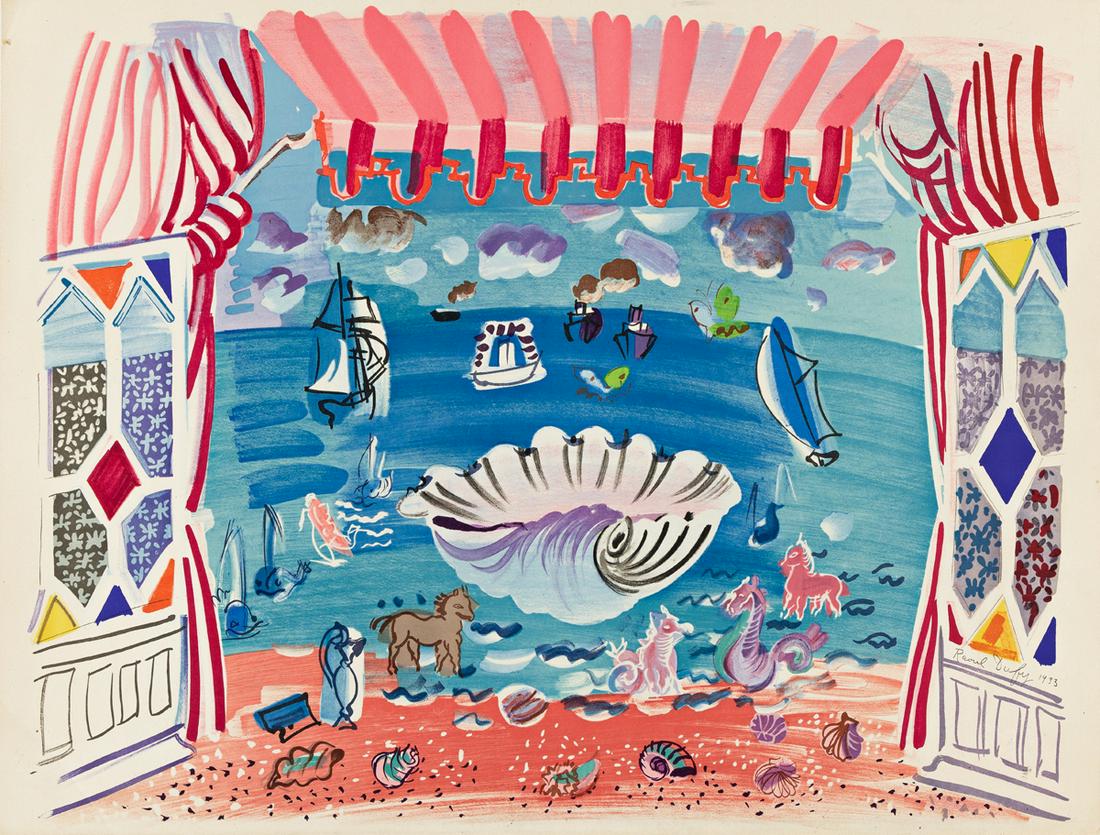 RAOUL DUFY (after) Rideau de Théâtre pour le: RAOUL DUFY (after)Rideau de Théâtre pour le Ballet Palm Beach.Color lithograph, after 1933. 495x645 mm; 19½x25½ inches, full margins (sheet). Edition of 200. Printed and published 