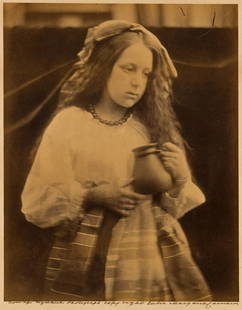 JULIA MARGARET CAMERON (1815-1879) La Contadina, girl: JULIA MARGARET CAMERON (1815-1879) La Contadina, girl with jar. Albumen print, the image measuring 12x9¾ inches (31.4x24.8 cm.), the mount 17x14 inches (45.4x36.5 cm.), with Cameron's signature