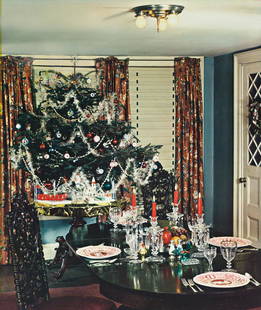 PAUL OUTERBRIDGE JR. (1896-1958) Christmas Tree in the: PAUL OUTERBRIDGE JR. (1896-1958) Christmas Tree in the Dining Room. Tricolor carbro print, the image measuring 14x11 inches (35.6x27.9 cm.), the sheet slightly larger, the mount 21½x16 inches