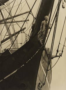 ALMA LAVENSON (1897-1989) Figurehead (sailing vessel).: ALMA LAVENSON (1897-1989) Figurehead (sailing vessel). Silver print, the image measuring 9½x7 inches (24.1x17.8 cm.), the sheet slightly larger, with Lavenson's signature and date, in pencil,