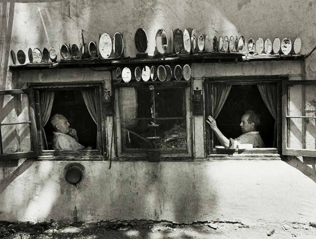 BRIAN GRAHAM (1951- ) Robert Frank visiting sculptor: BRIAN GRAHAM (1951- ) Robert Frank visiting sculptor Raoul Hague, Woodstock, NY. Silver print, the image measuring 8x10 inches (20.3x25.4 cm.), the sheet 11x14 inches (27.9x35.6 cm.), with Graham's si