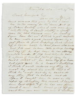 (SLAVERY AND ABOLITION.) James A. Barr. Letter: (SLAVERY AND ABOLITION.) James A. Barr. Letter discussing an enslaved 34-year-old "boy" who "seems anxious that you buy him." Autograph Letter Signed to Daniel Crawford [of Nixburg, Coosa County,
