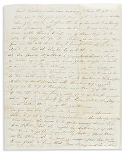(SLAVERY AND ABOLITION.) Letter discussing a manumitted: (SLAVERY AND ABOLITION.) Letter discussing a manumitted servant who is "quite uneasy about her free papers." Helen ___ to sister-in-law Mary E. Dorsey of Bunker Hill, Macoupin County, IL. 3 pages,
