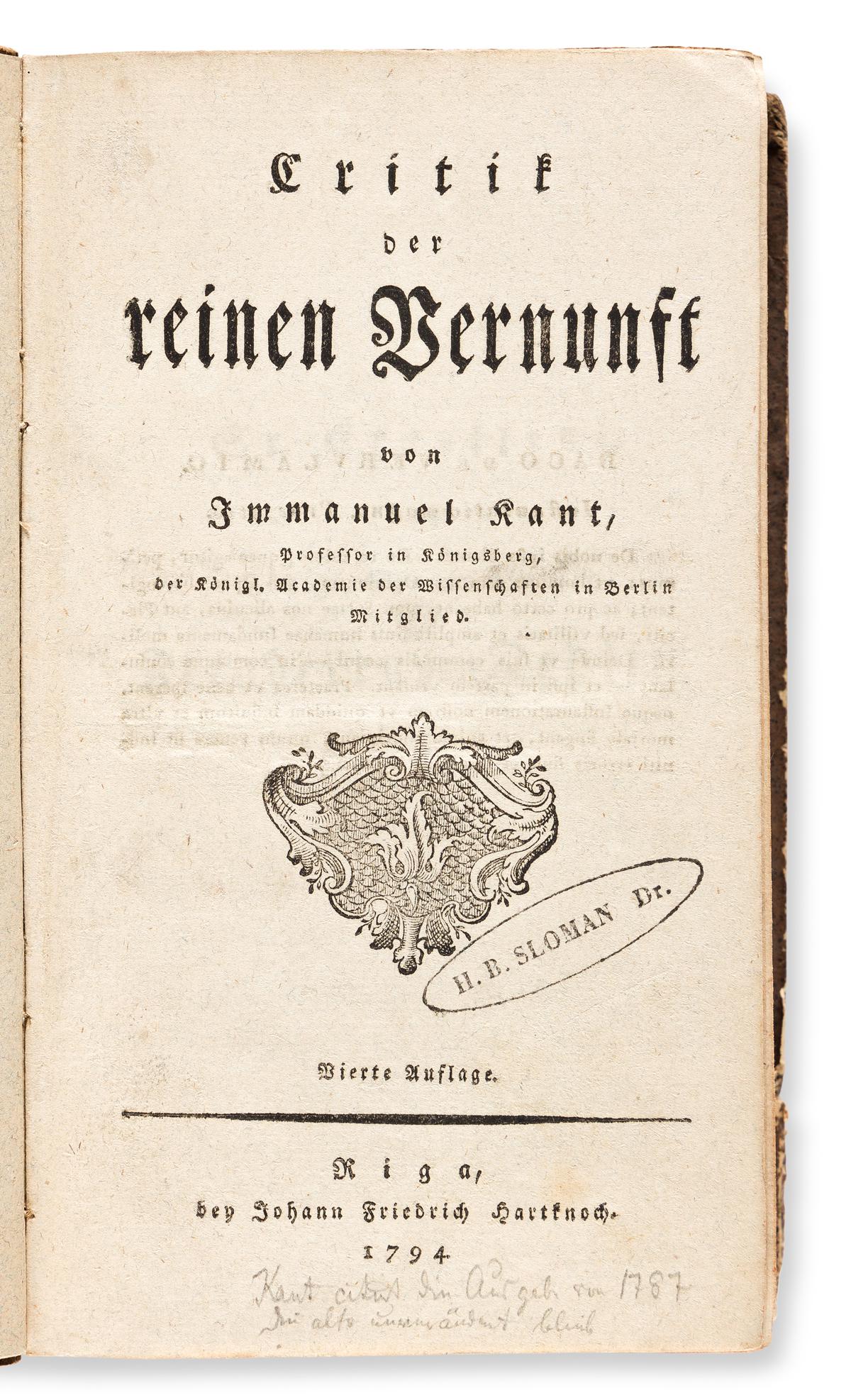 Kant, Immanuel (1724-1804) Two Titles. (1 of 2)