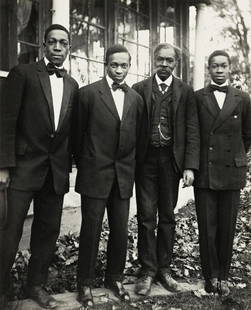 JAMES VANDERZEE (1886 - 1983) The VanDerZee Men,: JAMES VANDERZEE (1886 - 1983) The VanDerZee Men, Lenox, Mass. Silver print, 1908. 160x127 mm; 6 x5 inches. Signed and numbered III and 70/75 in pencil on the mount. Printed and published by