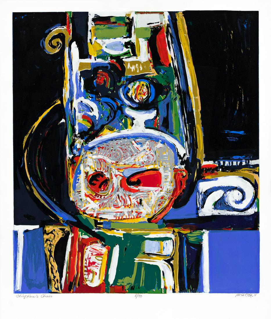 DAVID C. DRISKELL (1931 - 2020) Chieftain's Choice.: DAVID C. DRISKELL (1931 - 2020) Chieftain's Choice. Color screenprint, 2011. 609x457 mm; 24x18 inches, full margins. Signed, titled, dated and numbered 8/90 in pencil, lower margin. Printed and publis