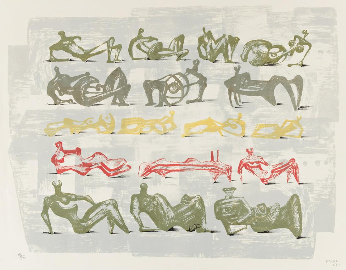 HENRY MOORE Seventeen Reclining Figures with (1 of 1)