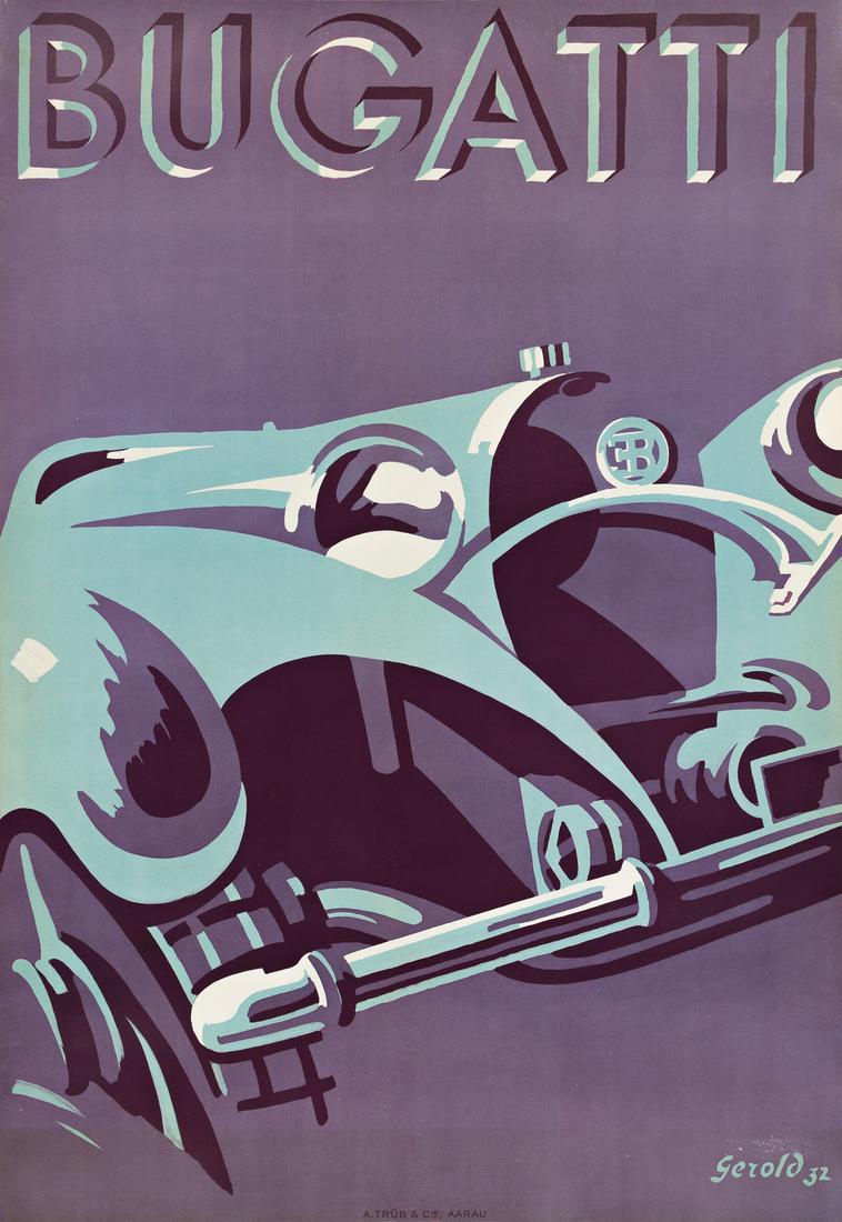 GEROLD HUNZIKER (1894-1980).  BUGATTI. 1932. 51x35½ (1 of 1)