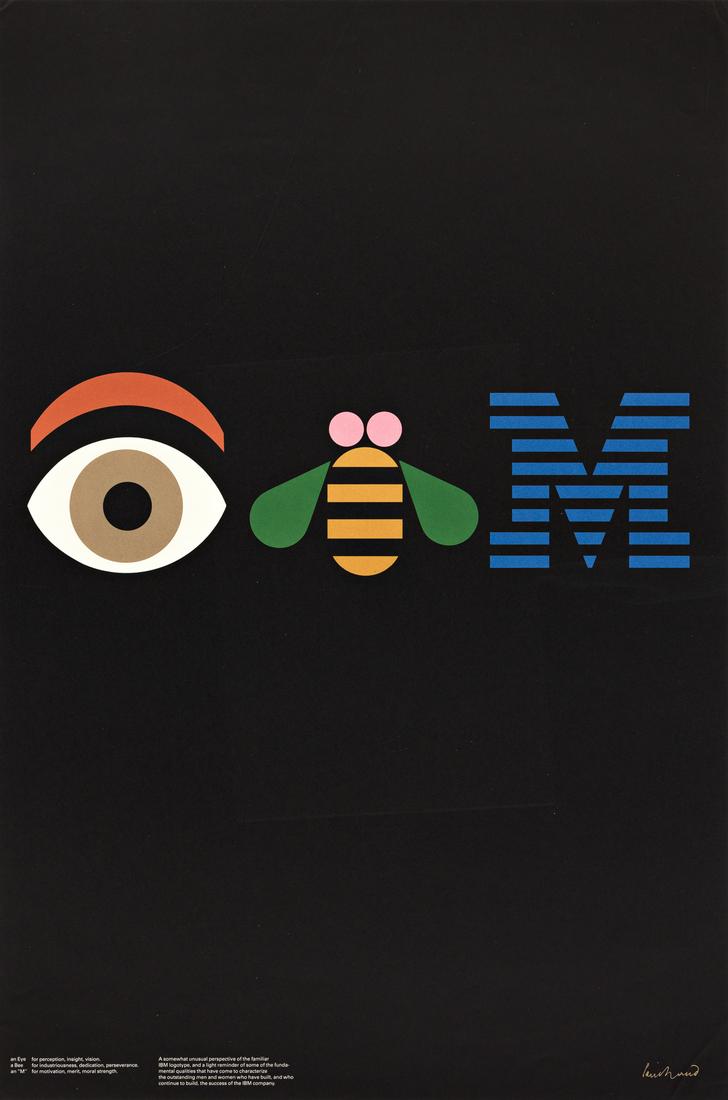 PAUL RAND (1914-1996).  IBM. 1982. 36x24 inches, (1 of 1)