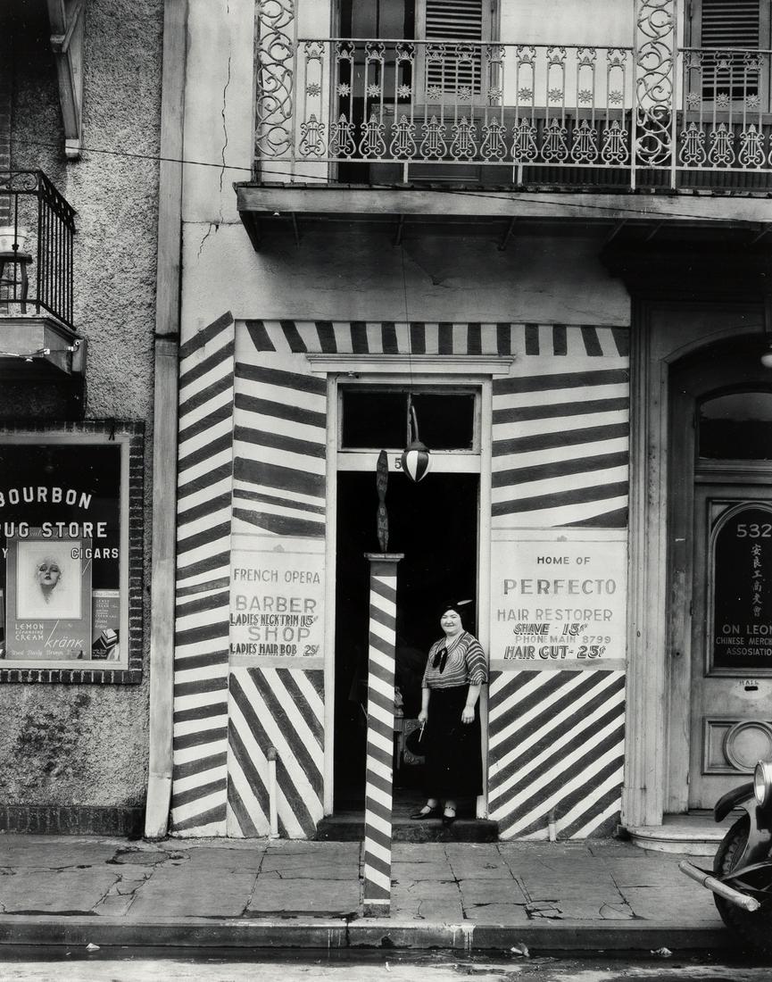 WALKER EVANS (1903-1975) Barber shop, New Orleans.: WALKER EVANS (1903-1975) Barber shop, New Orleans. Silver print, the image measuring 9x7 inches (24.4x19.4 cm.) , the sheet slightly larger. 1935; printed 1960s Acquired from Ives-Sillman Inc., New Ha