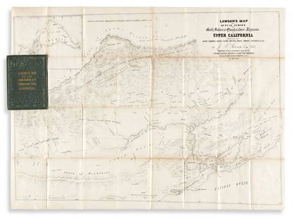 (CALIFORNIA -- GOLD REGIONS.) John T. Lawson. Lawson's: (CALIFORNIA -- GOLD REGIONS.) John T. Lawson. Lawson's Map from Actual Survey of the Gold, Silver & Quicksilver Regions of Upper California. Exhibiting the Mines, Diggings, Roads, Paths, Houses,