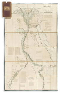 (EGYPT.) William Martin Leake, after. Map of Egypt.: (EGYPT.) William Martin Leake, after. Map of Egypt. Large hand-colored engraved case map of the Nile River described in detail. 51x32 inches overall, dissected into 42 segments and mounted on