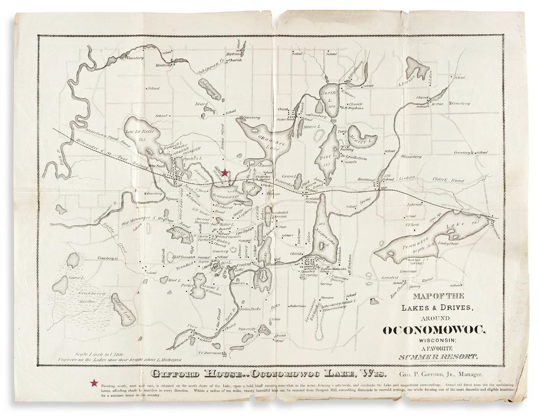 (WISCONSIN.) [Charles Lapham]. Map of the Lakes & (1 of 1)
