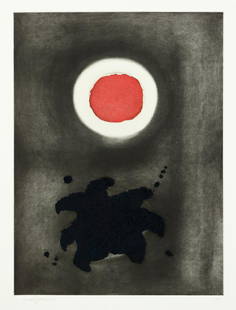 ADOLPH GOTTLIEB Night Glow.: ADOLPH GOTTLIEB Night Glow. Color etching and aquatint on Fabriano paper, 1971. 610x453 mm; 24x17 inches, full margins. Signed, dated and numbered 44/65 in pencil, lower margin. A very good