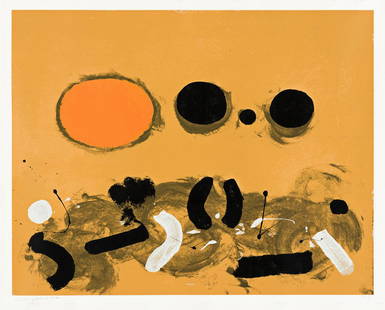 ADOLPH GOTTLIEB Orange Oval.: ADOLPH GOTTLIEB Orange Oval. Color screenprint on white wove paper, 1972. 480x610 mm; 18x23 inches, full margins. Signed, dated and numbered 75/150 in pencil, lower margin. A superb impression with