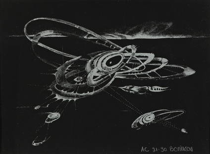 LEE BONTECOU Untitled.: LEE BONTECOU Untitled. Color screenprint on heavy wove paper, 1973. 227x304 mm; 9x12 inches (sheet), full margins. Printer's proof, aside from the edition of 300. Signed and inscribed "AC 21-30" in