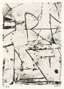 RICHARD DIEBENKORN Untitled.: RICHARD DIEBENKORN Untitled. Lithograph on Arches Cover paper, 1991. 455x385 mm; 17&#190;x15 inches (sheet), full margins. Initialed, dated and numbered 71/75 in pencil, lower margin. Printed and publ