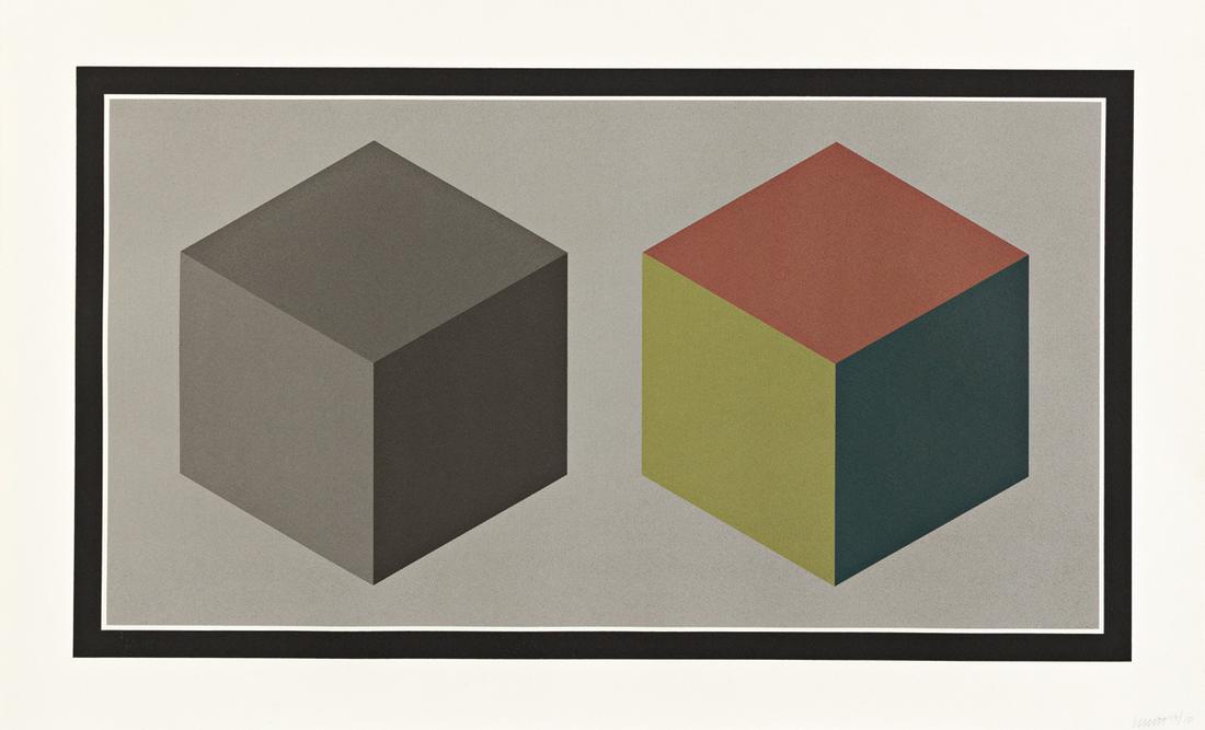 SOL LEWITT Double Cubes in Grays and Colors (1 of 1)