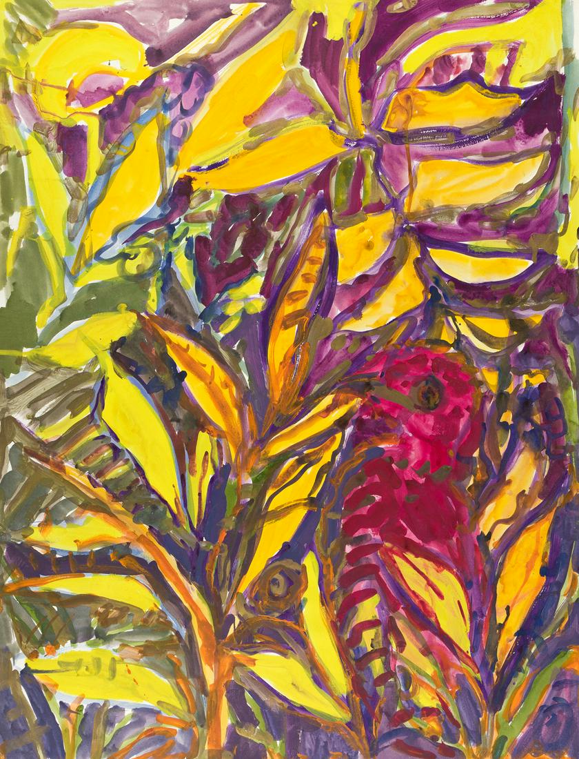 HUNT SLONEM Bird with Flowers. (1 of 1)