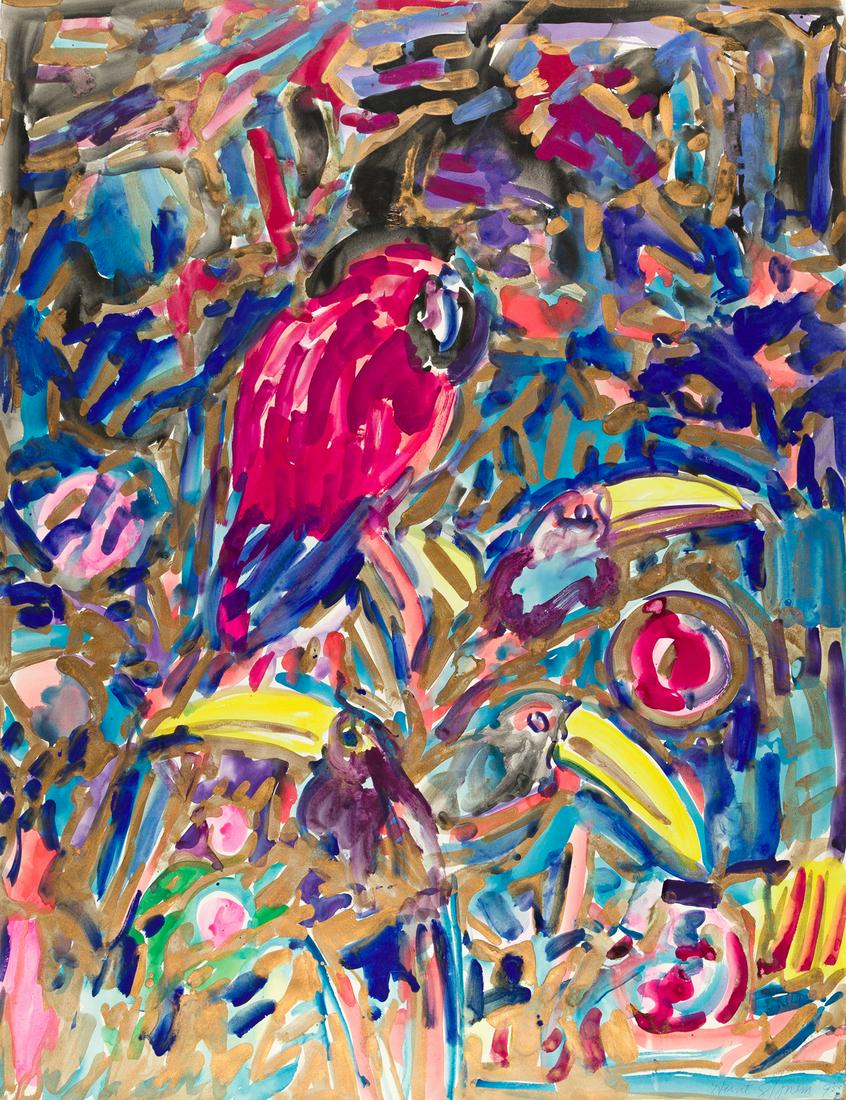 HUNT SLONEM Parrots and Toucans. (1 of 1)