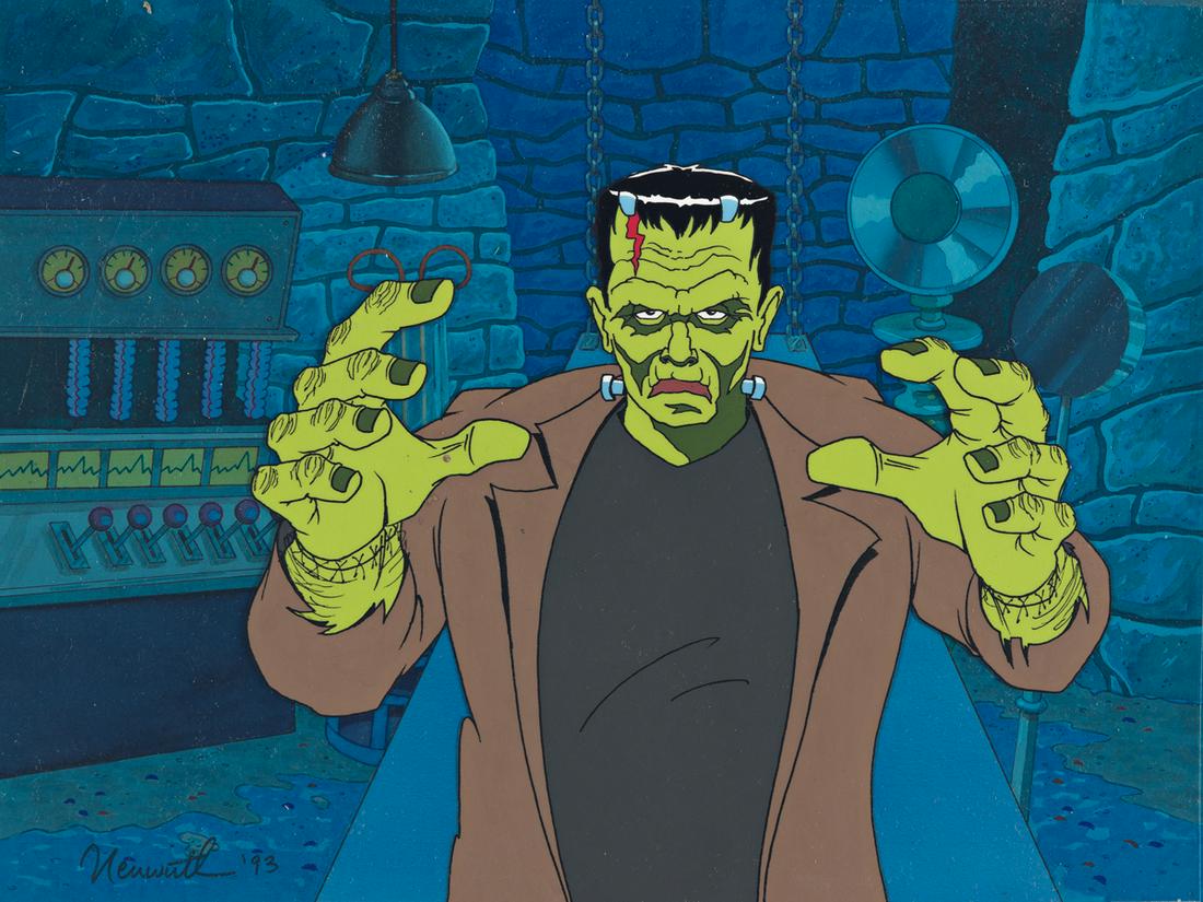 ALLAN NEUWIRTH (1956- ); and JOHN R. DILWORTH (1963-): ALLAN NEUWIRTH (1956- ); and JOHN R. DILWORTH (1963-) "Frankenstein." Illustration published in the Frankenstein Golden Little Flip Book by Justine Korman (New York: Golden Books, 1993). It comprises 