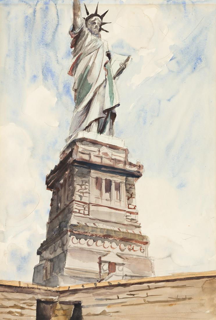 REGINALD MARSH The Statue of Liberty.: REGINALD MARSH The Statue of Liberty. Watercolor and pencil on cream wove paper, circa 1930. 508x355 mm; 20x14 inches.This work has been authenticated by Norman Sasowsky, with the inscribed inventory