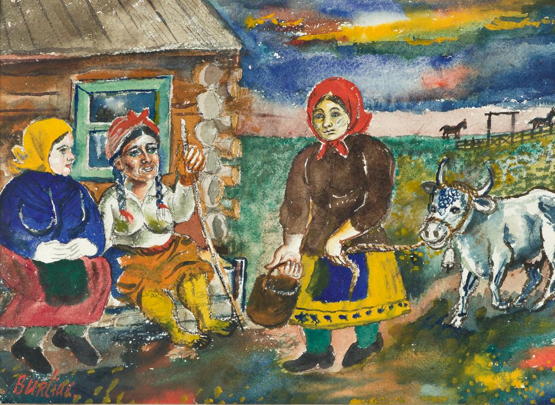 DAVID BURLIUK Milk Maid. (1 of 2)