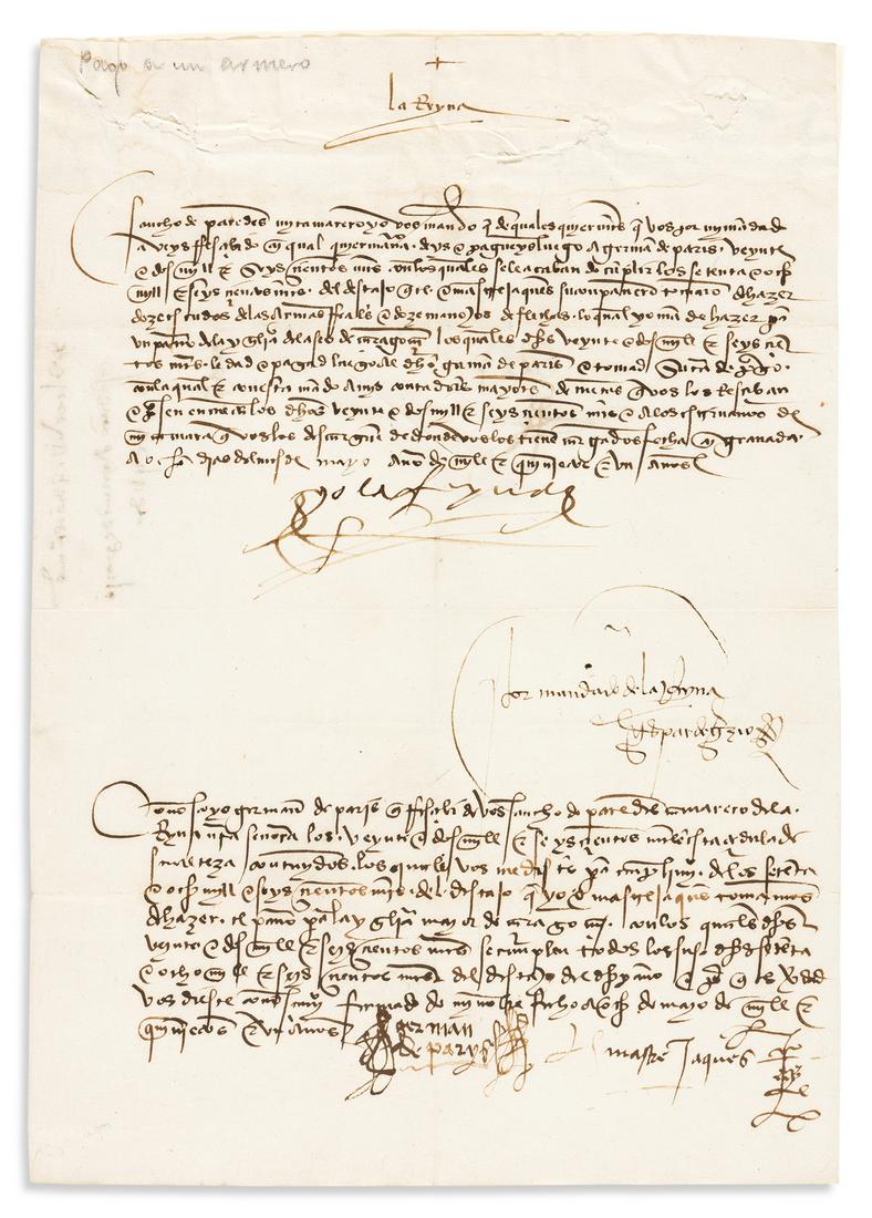 Isabella I, Queen of Spain (1451-1504) Document Signed, (1 of 2)